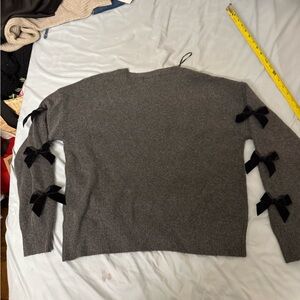 Gray Sweater with Black Bow Accents